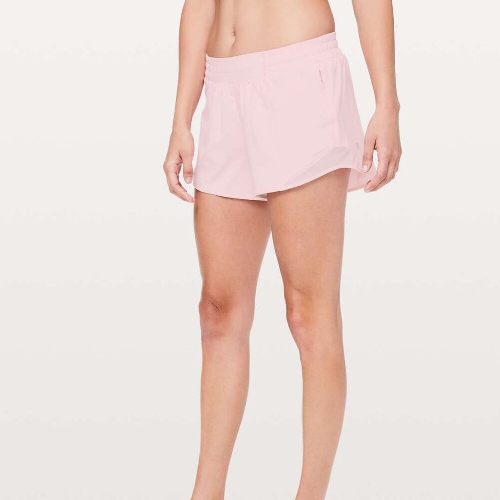 *NWT Lululemon Hotty Hot HR Shorts 4" Lined Pink Organza Size 12 SOLD OUT